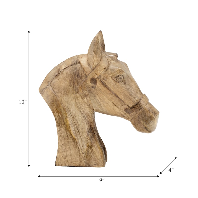 Wood, 10"H Horse Head Decor Brown, Novelty, 10"H, Solid Color 9" x 4" x 10" Bed Bath